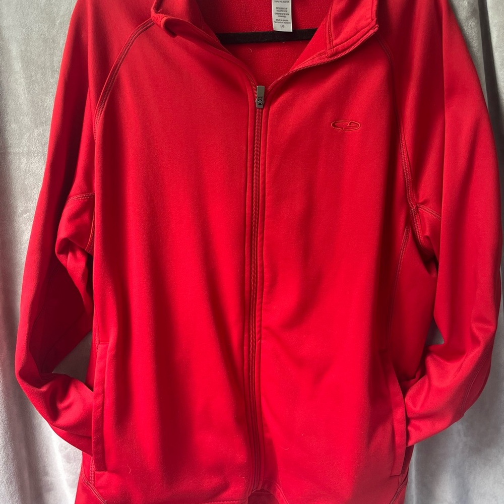 Champion Red Athletic Jacket Full-Zip Polyester Size Large